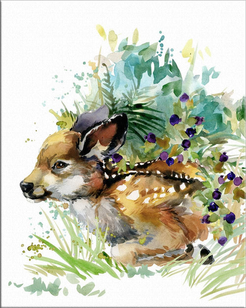 . Cute Baby Animals. Watercolor Art Print, Poster 8"X10" on Fine Art Thick Watercolor (Aquarelle) Paper for Children'S Room, Bedroom, Playroom, Bathroom. (Baby Deer)