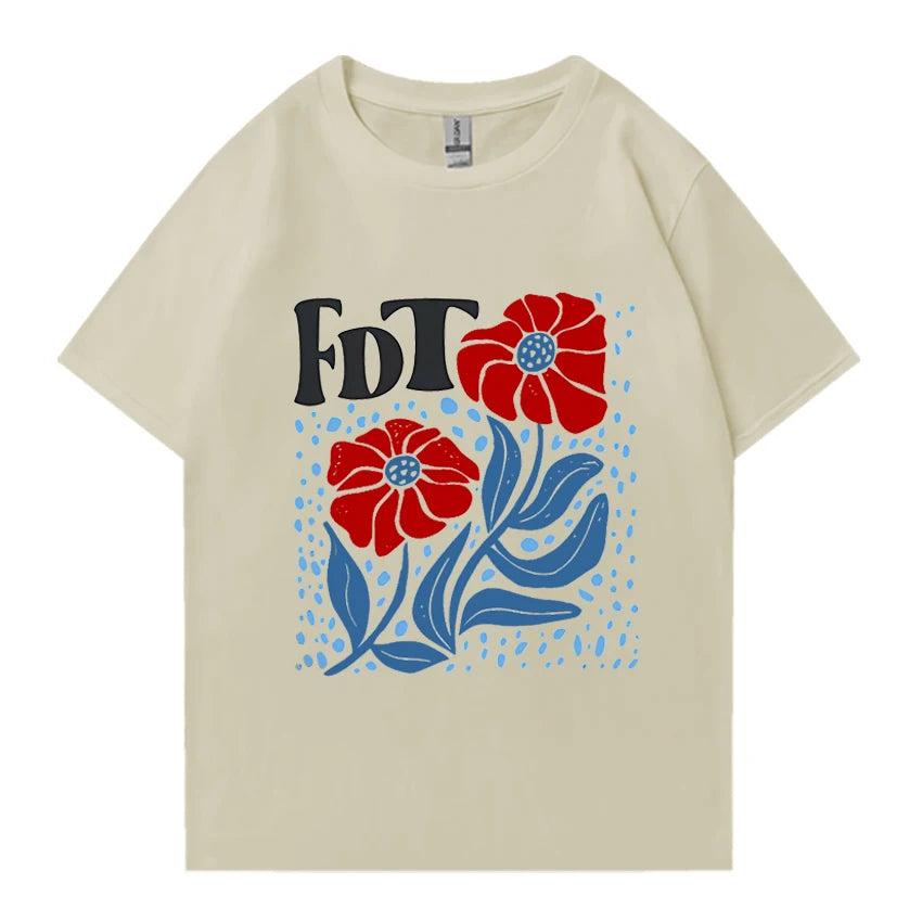 Hot sale FDT print T-shirt Men Woman ' s Cotton plus size tops Fashion vintage streetwear short sleeve Top Unisex Casual Tees