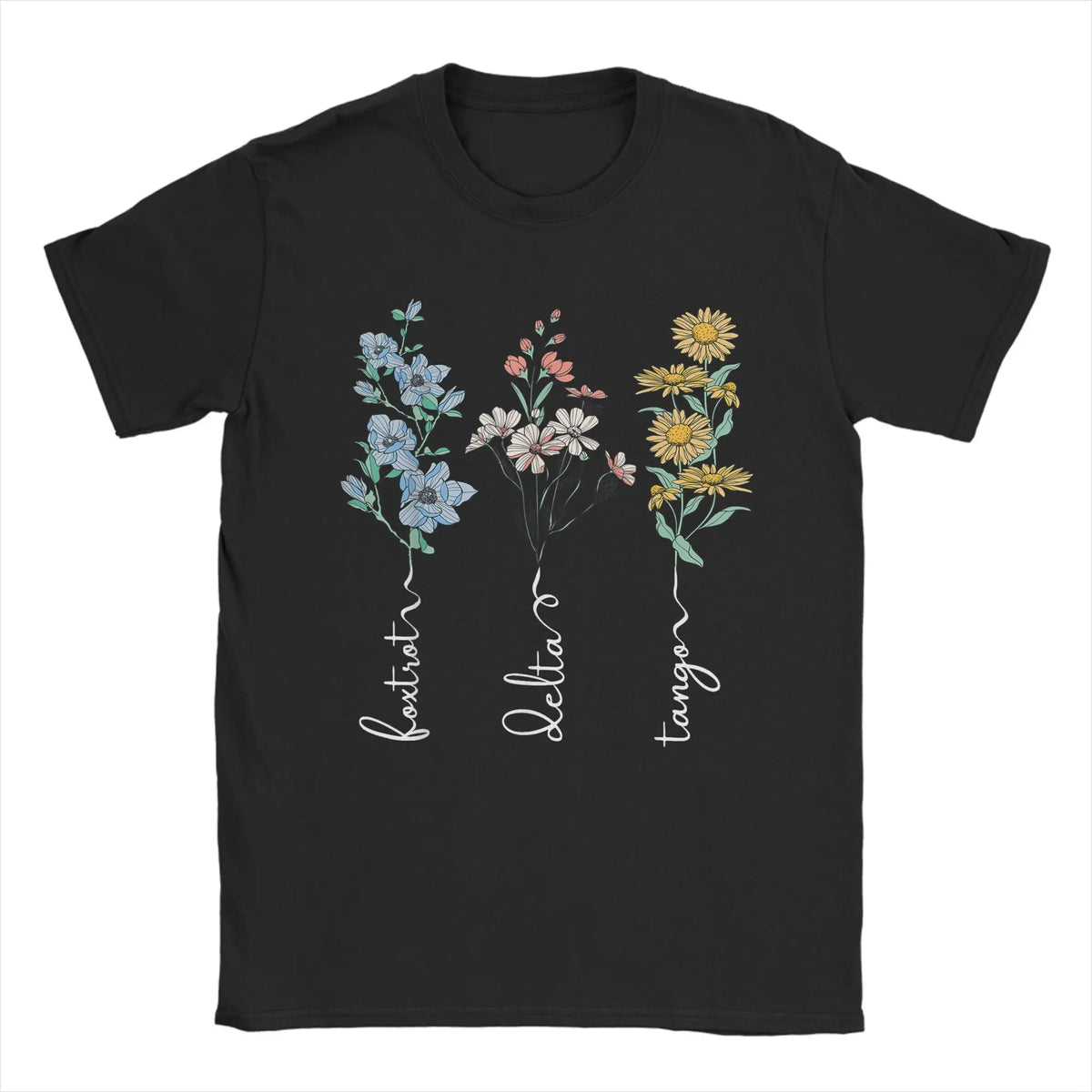 Retro Foxtrots Deltas Tangos Flower FDT Logo T-Shirt Vintage T Shirts Cotton Hippie Tee Shirt For Adult Short-Sleeve Casual Tees